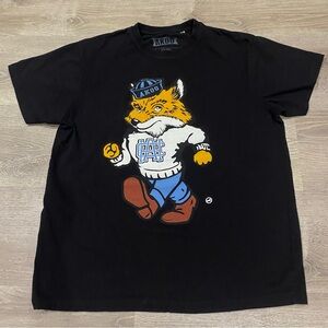 AKOO Men’s XL Black Graphic Tee “Fox Mascot” Streetwear Y2K Hip-Hop